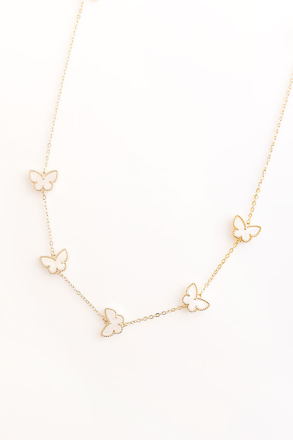Butterfly Garden Necklace in Ivory