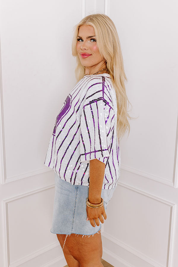Spirit Squad Sequin Top in Purple Curves