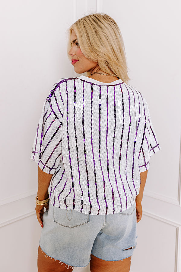 Spirit Squad Sequin Top in Purple Curves