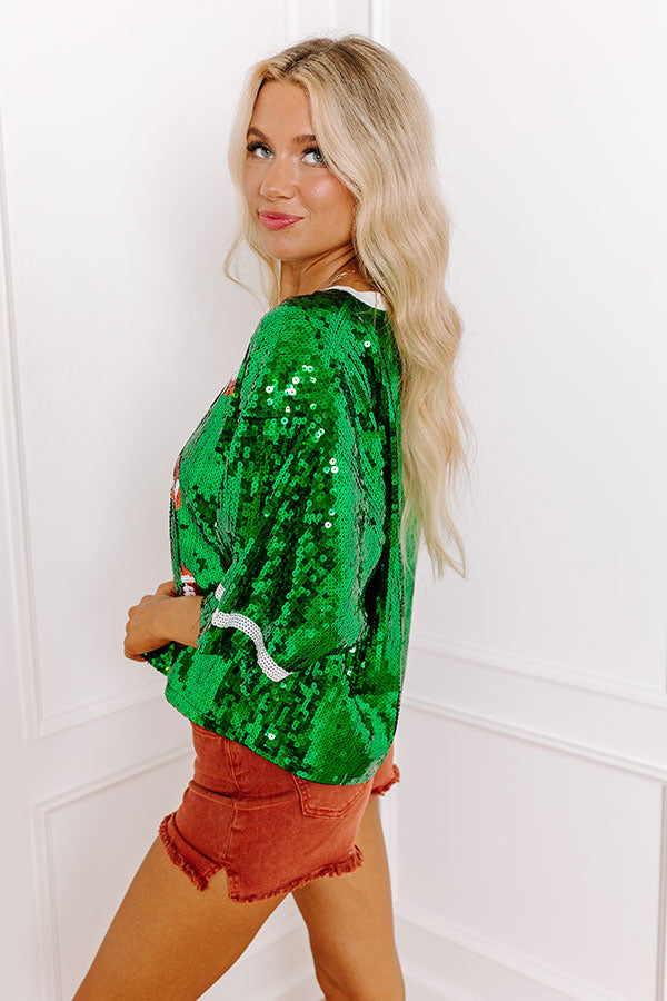 Kickoff Season Sequin Top in Green