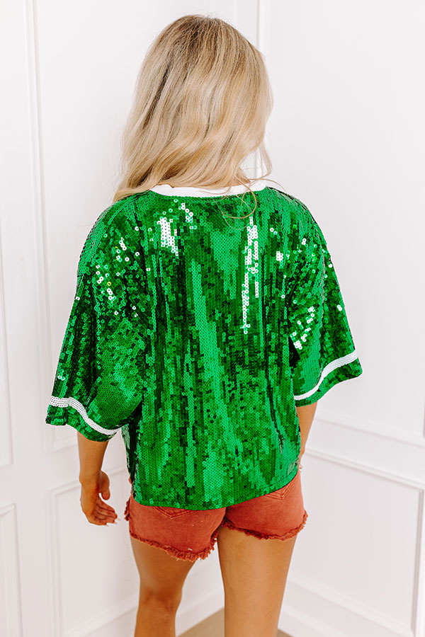 Kickoff Season Sequin Top in Green