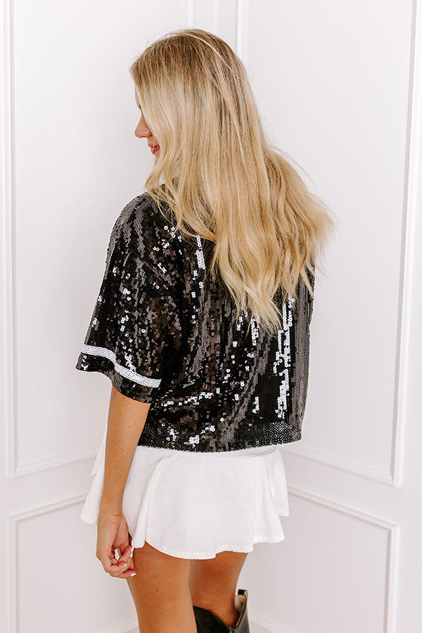 Kickoff Season Sequin Top in Black