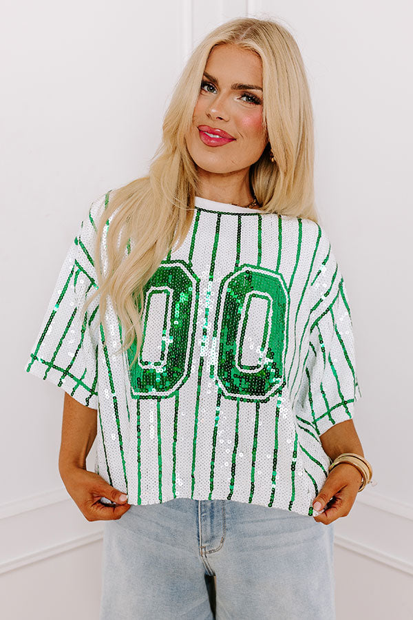 Spirit Squad Sequin Top in Green Curves