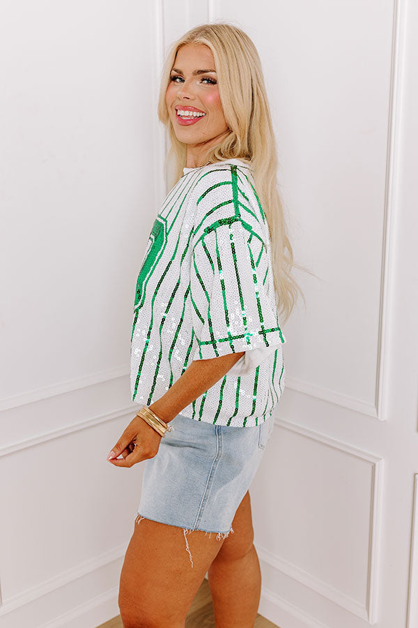 Spirit Squad Sequin Top in Green Curves