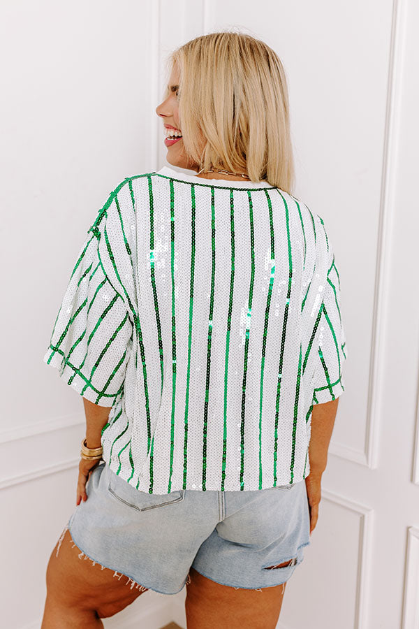 Spirit Squad Sequin Top in Green Curves