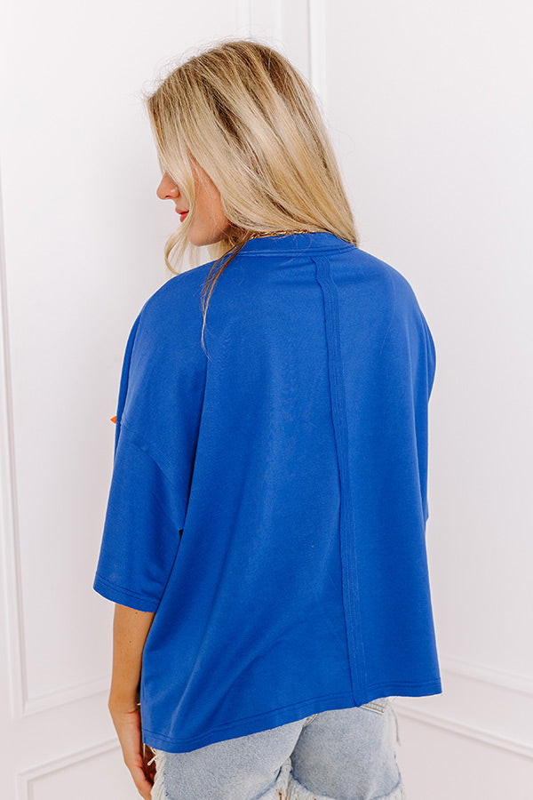 It's a Touch Down Sequin Oversized Tee in Blue