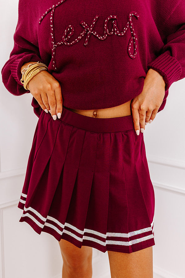 Pep Squad High Waist Pleated Skort in Maroon