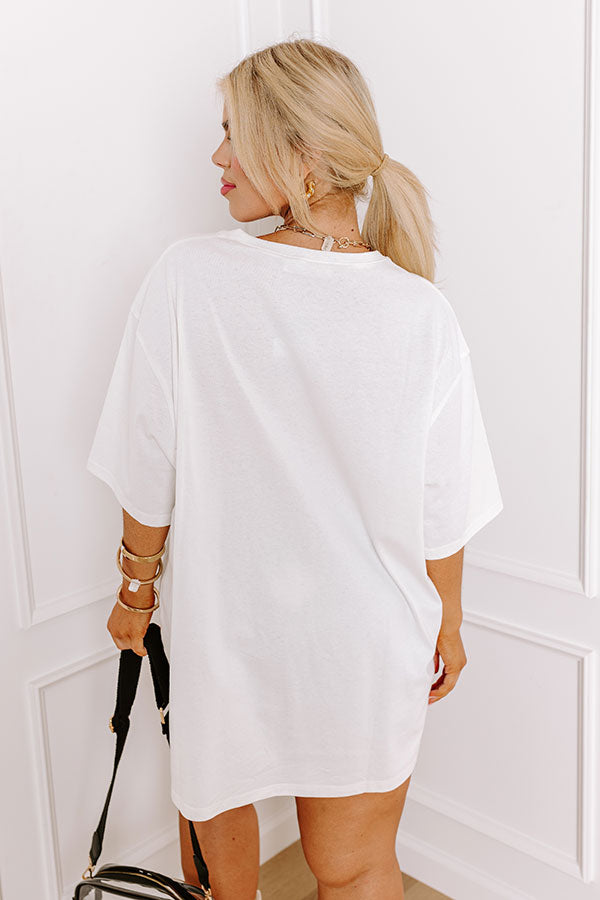 The Final Touch Down Sequin Oversized Tee in White Curves