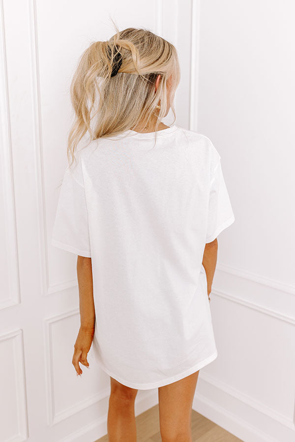 The Final Touch Down Sequin Oversized Tee in White