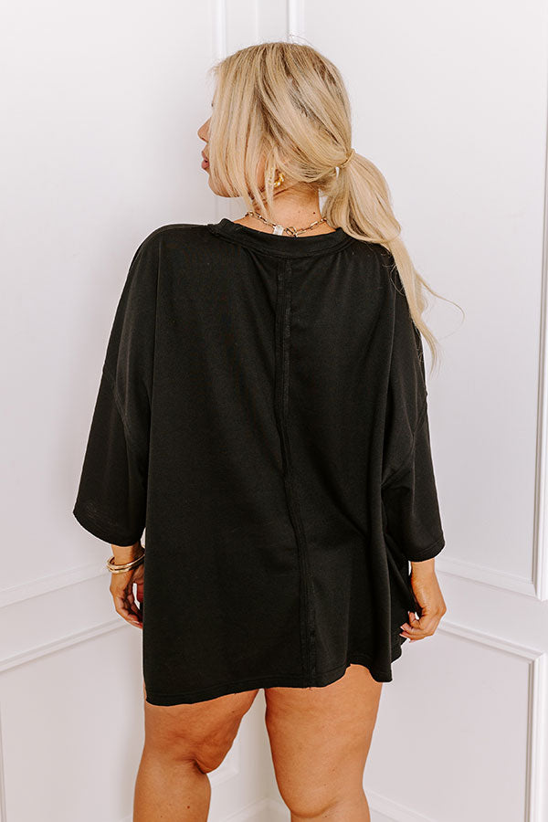 It's a Touch Down Sequin Oversized Tee in Black Curves