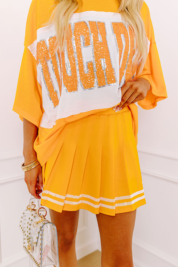 Pep Squad High Waist Pleated Skort in Orange
