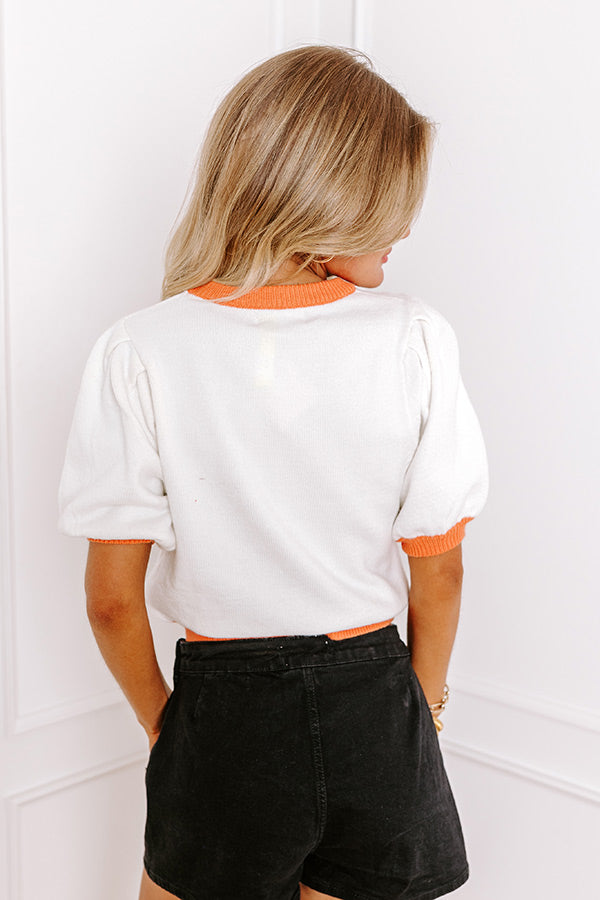Tailgate Cutie Sequin Sweater Top in Ivory