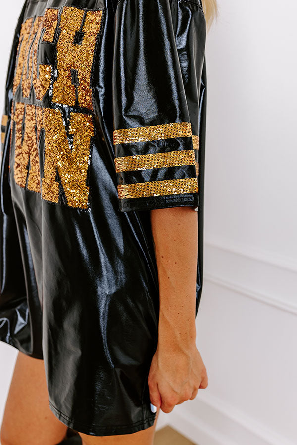 It's A Touch Down Faux Leather Mini Dress in Black