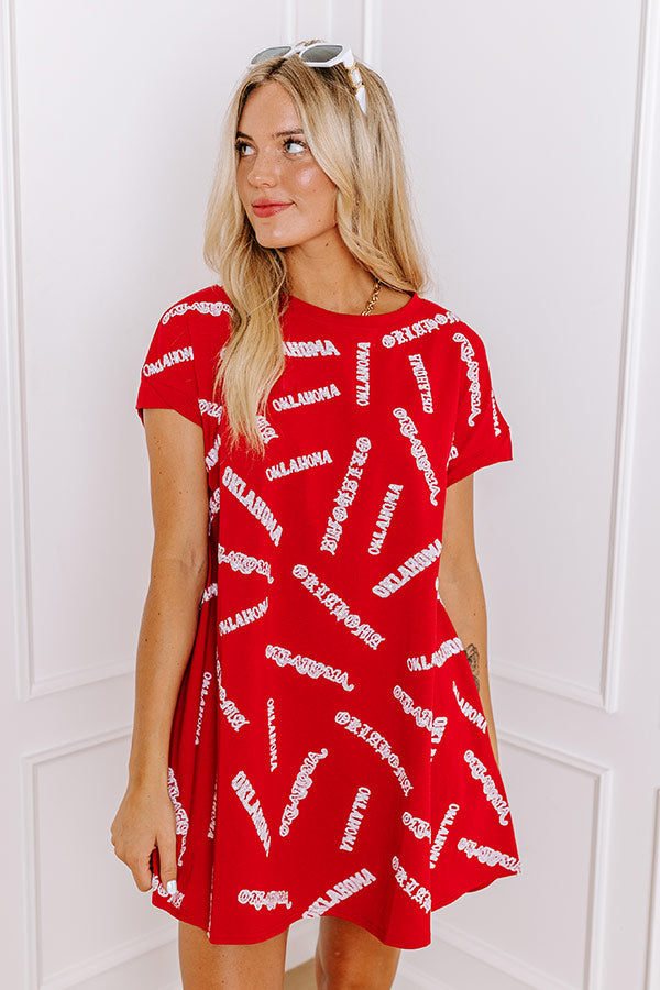 School Spirit Sequin Embroidered Mini Dress in Oklahoma