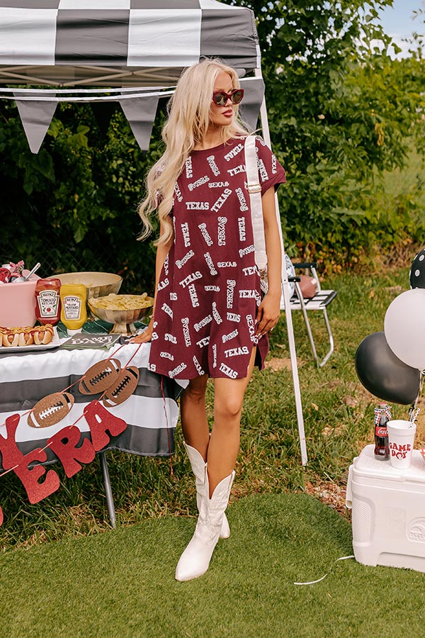 School Spirit Sequin Embroidered Mini Dress in Texas Maroon L / Maroon School Spirit Sequin Embroidered Mini Dress in Texas Maroon L / Maroon