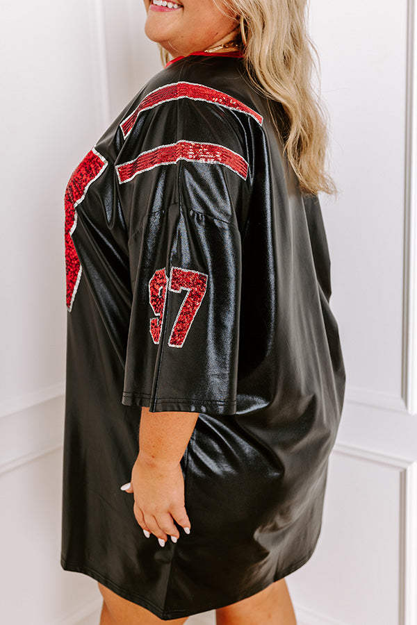 Go Number 97 Faux Leather Mini Dress in Black Curves
