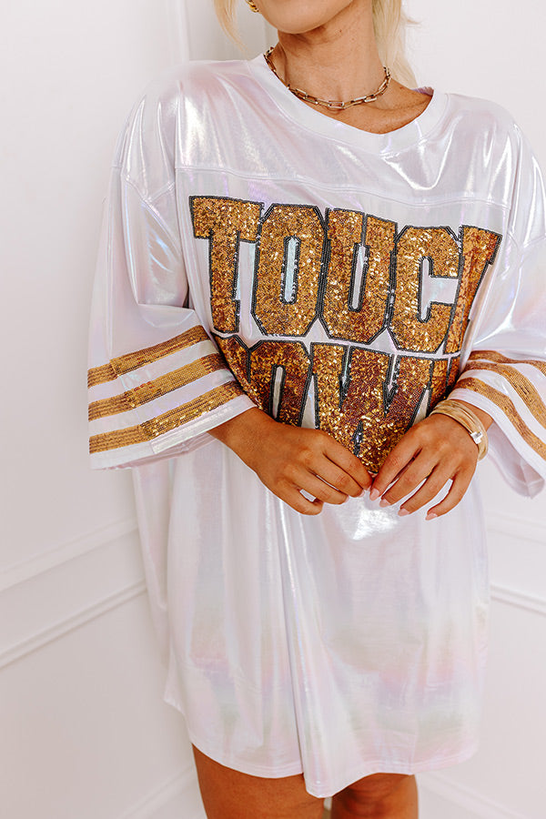 It's A Touch Down Faux Leather Mini Dress in White Iridescent Curves