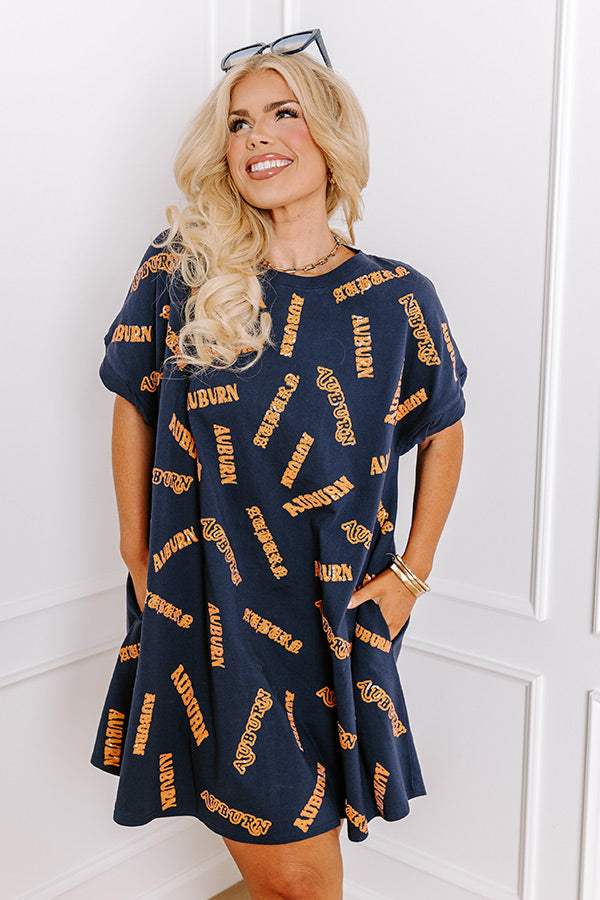 School Spirit Sequin Embroidered Mini Dress in Auburn Curves