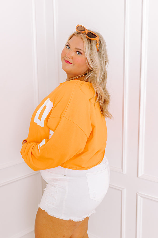 Game Day Crop Sweatshirt in Orange Curves