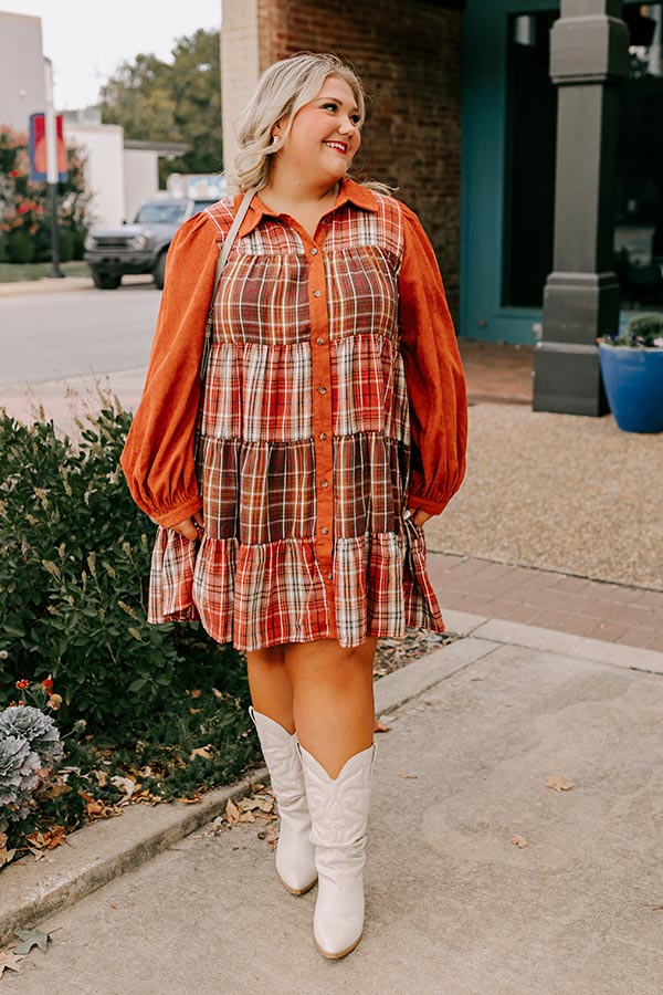 mini fall dress Vibes Plaid Curves Waist 23 Structured Mini Dress 2 /