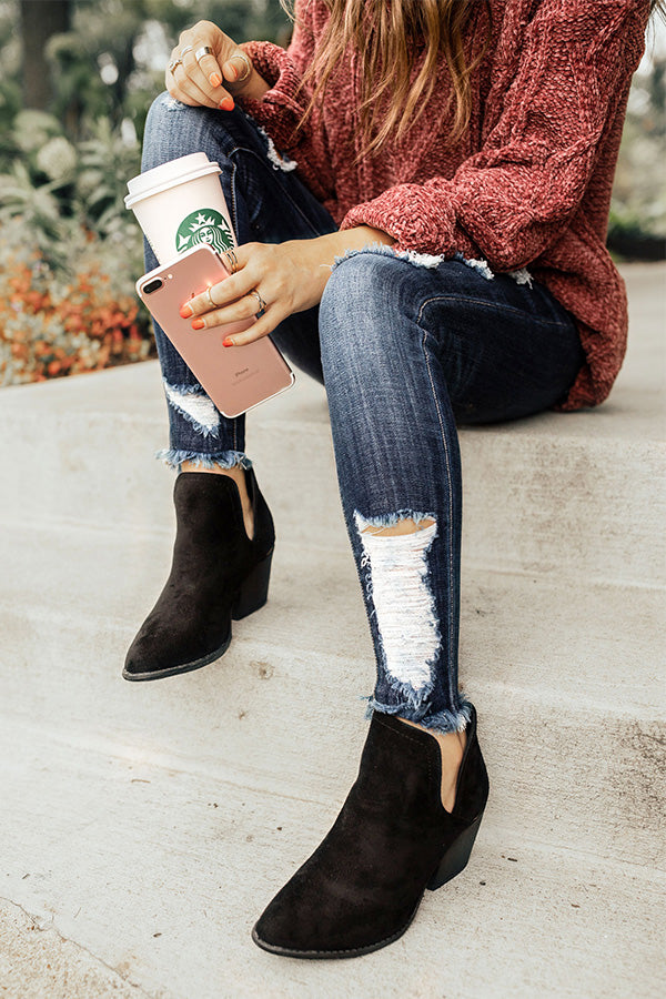 The Kimber Faux Suede Bootie in Black