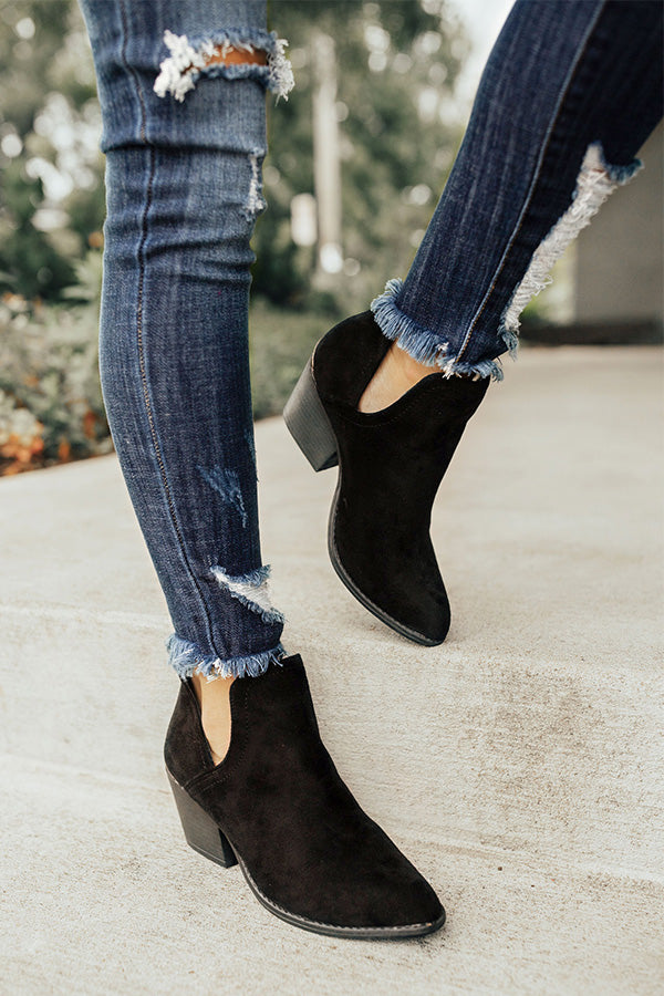 The Kimber Faux Suede Bootie in Black