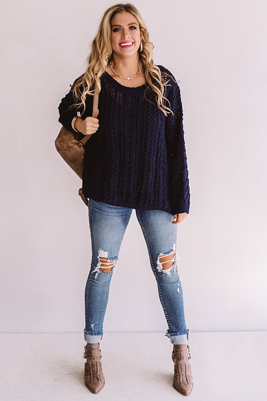 Season Of Snuggles Tunic Sweater in Navy