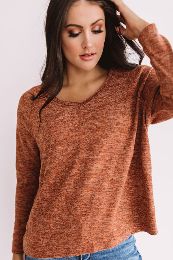 Hot Cocoa On The Hayride Shift Top In Rust