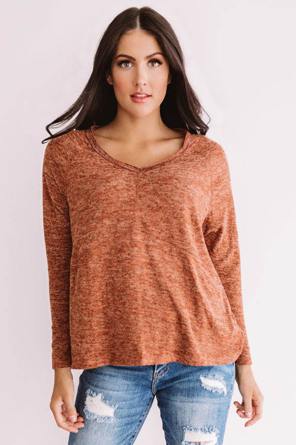 Hot Cocoa On The Hayride Shift Top In Rust