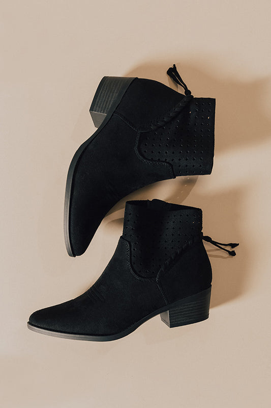 The Ellis Faux Suede Bootie In Black