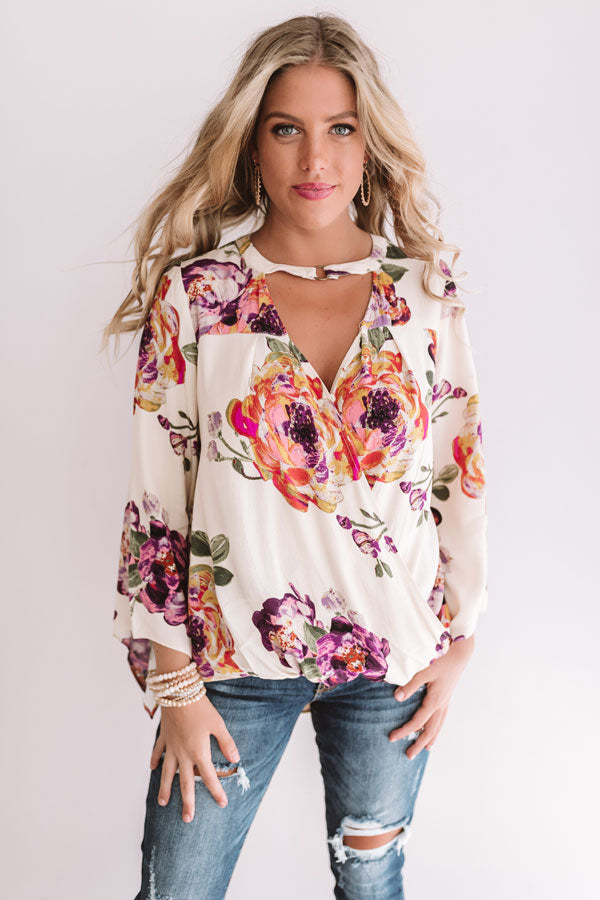 Palms And Kisses Floral Top