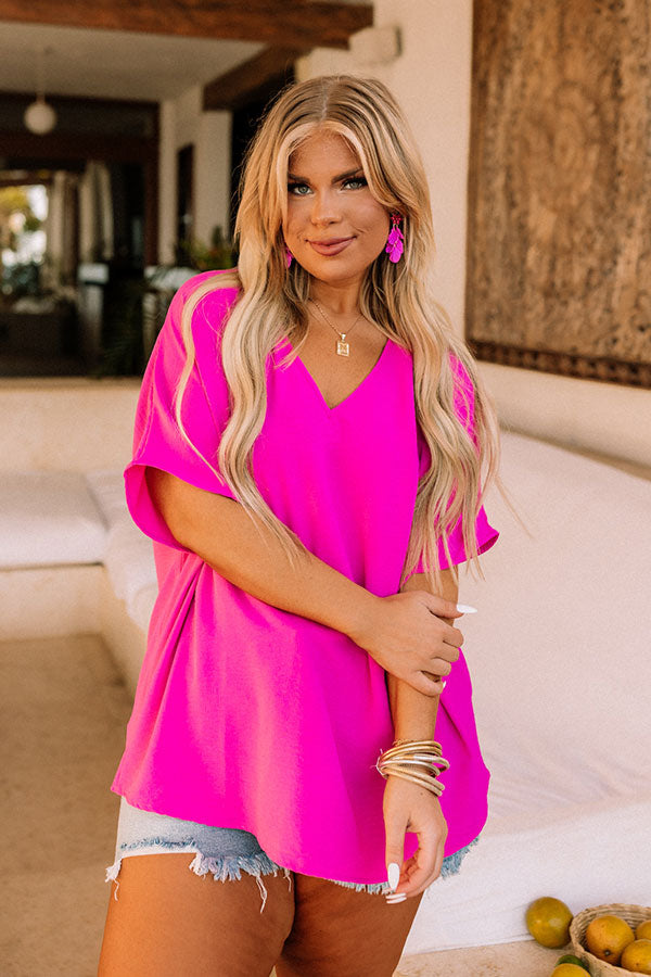 Vistas And Vino Shift Top in Hot Pink Curves