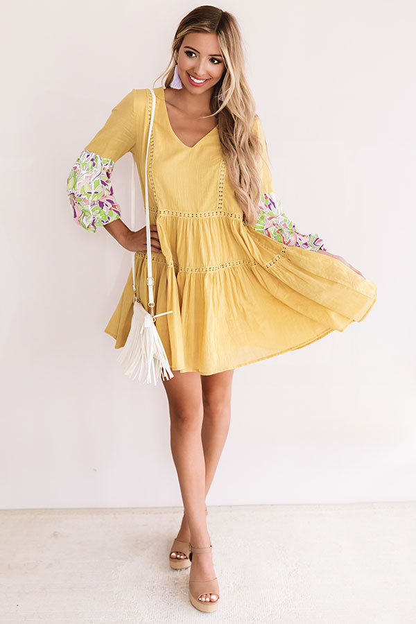 Tranquil Paradise Shift Dress In Primrose Yellow