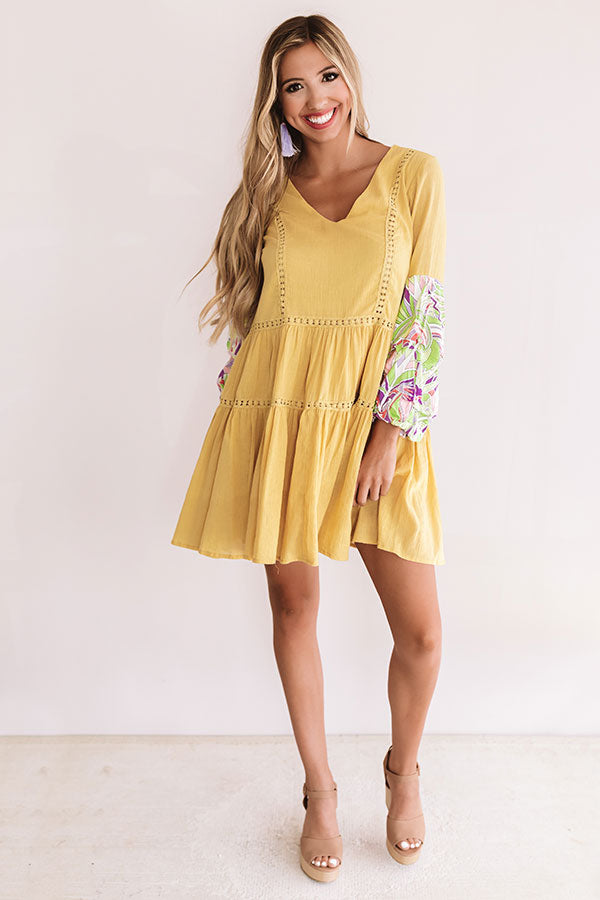 Tranquil Paradise Shift Dress In Primrose Yellow