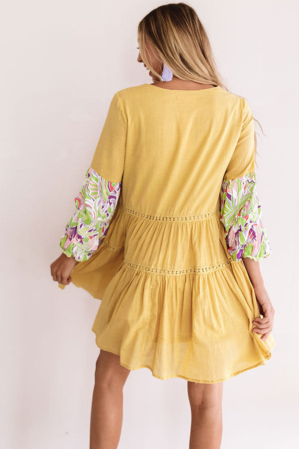 Tranquil Paradise Shift Dress In Primrose Yellow