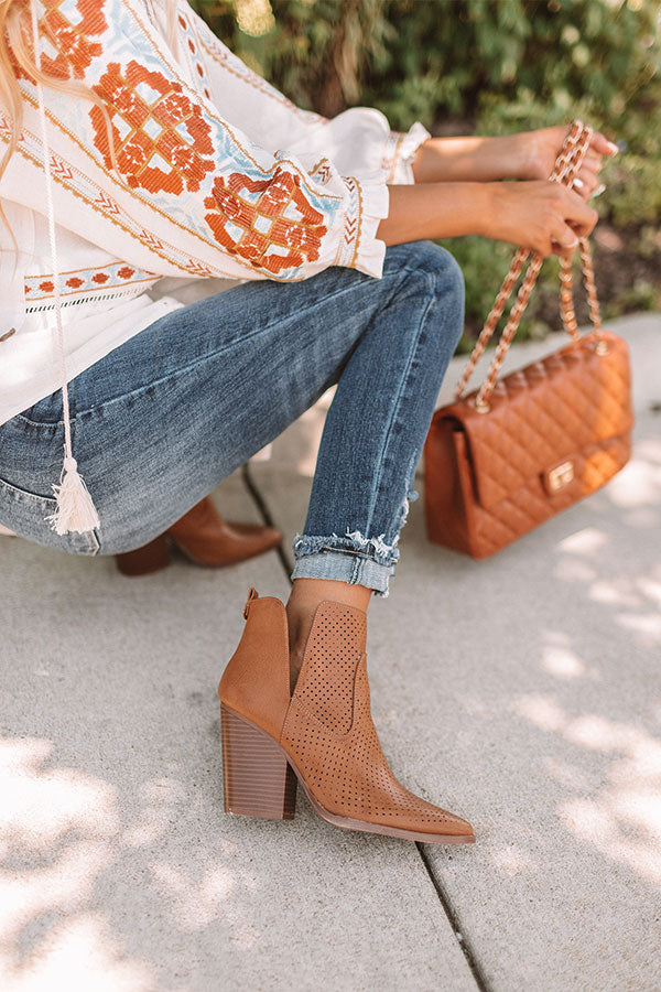 The Franco Perforated Bootie In Brown