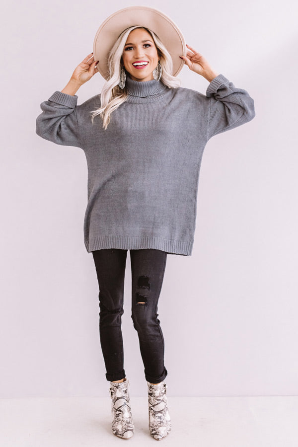 Fallin' For Autumn Knit Sweater In Grey