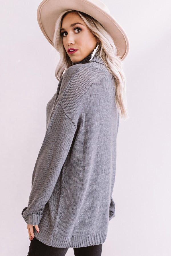 Fallin' For Autumn Knit Sweater In Grey