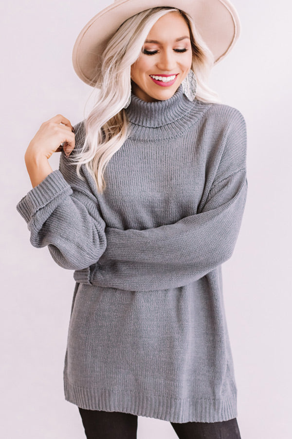 Fallin' For Autumn Knit Sweater In Grey