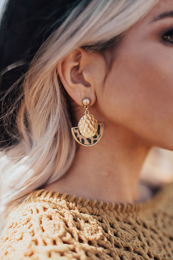 Adorable Details Leopard Earrings In Brown