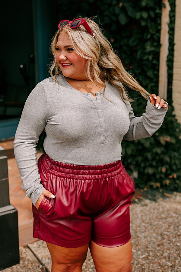 No Drama Ribbed Bodysuit In Grey Curves