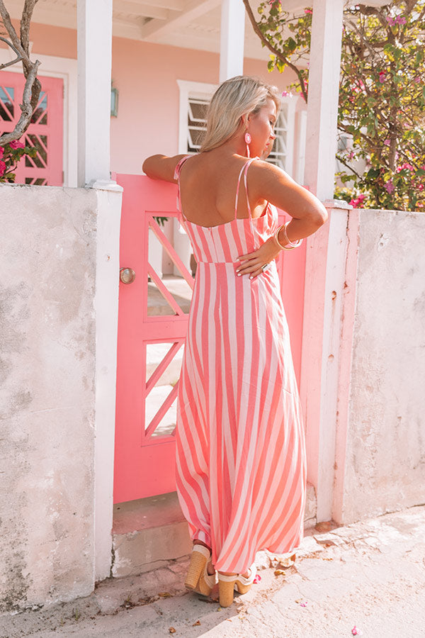 bold stripe maxi dress Peach Love Contrasting Bold Stripe Maxi Dress in Royal/Pink S