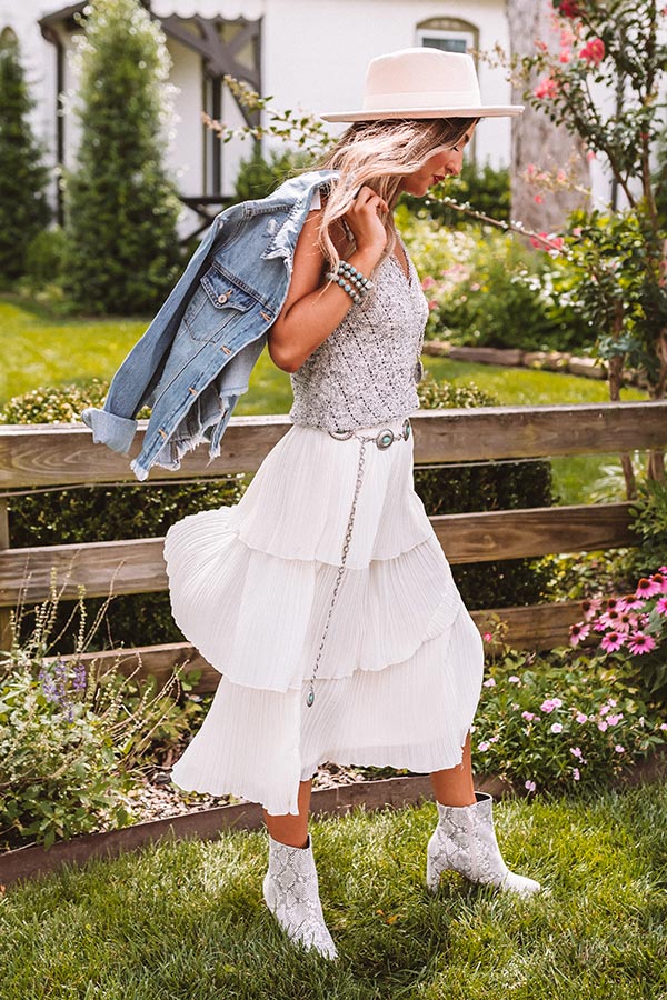 Pleated Pretty Midi Skirt In Ivory