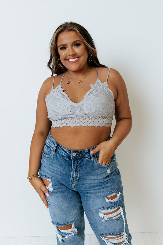Paris Premier Lace Bralette In Grey Curves