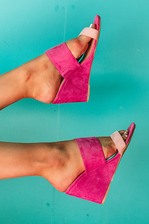 Five Star Suede Wedge in Hot Pink