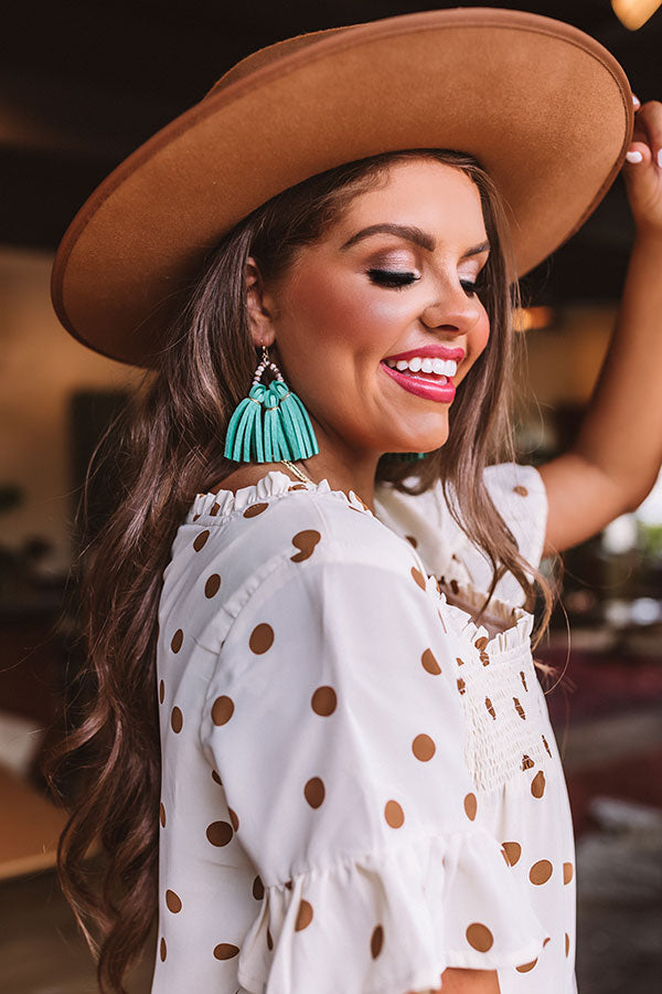 The Penelope Mini Tassel Earrings in Seafoam