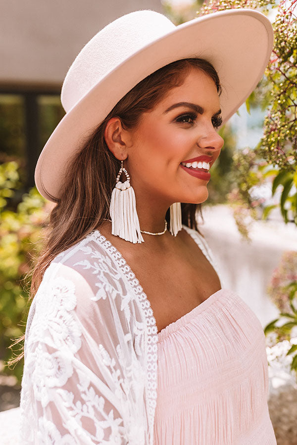 The Aurora Tassel Earrings in White