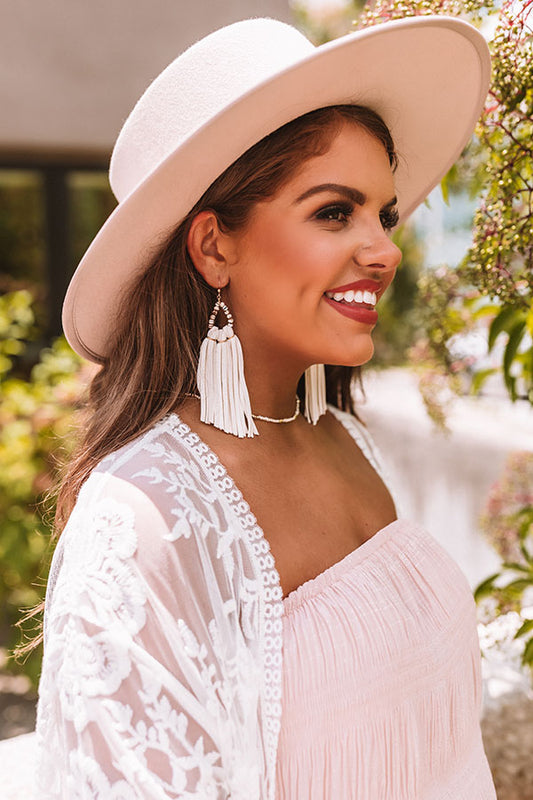 The Aurora Tassel Earrings in White