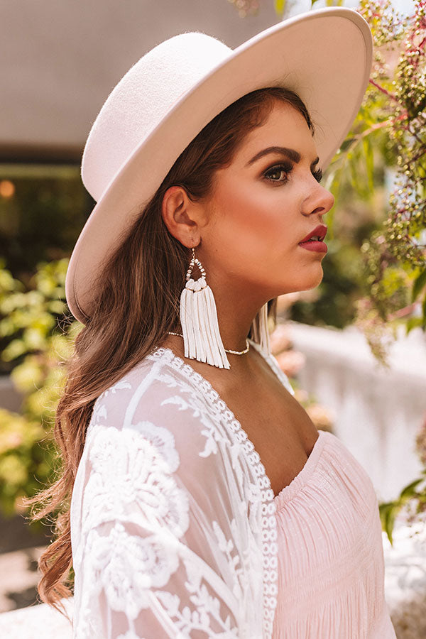 The Aurora Tassel Earrings in White