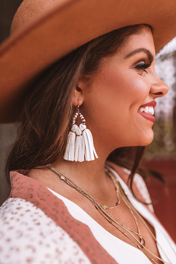 The Penelope Mini Tassel Earrings in White